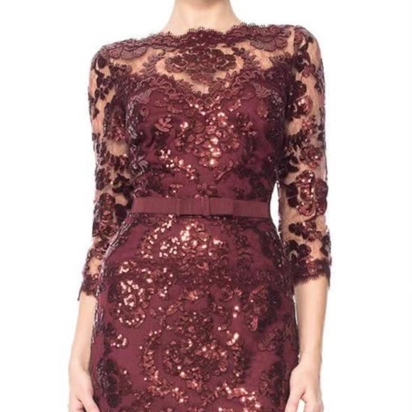 Tadashi Shoji Dresses & Skirts - Tadashi Shoji Burgundy Sequin Sheath Dress Size 6